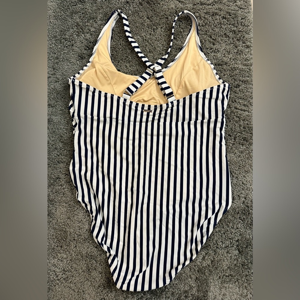 Talbots Cabana Life Crossover One Piece Nautical Strip XL - Picture 5 of 12